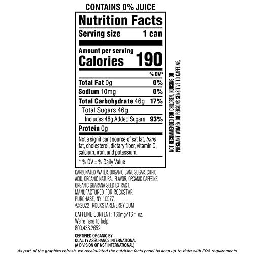 Rockstar Energy Drink Organic Island Fruit, 15 Oz, 12 Pack #TOP4