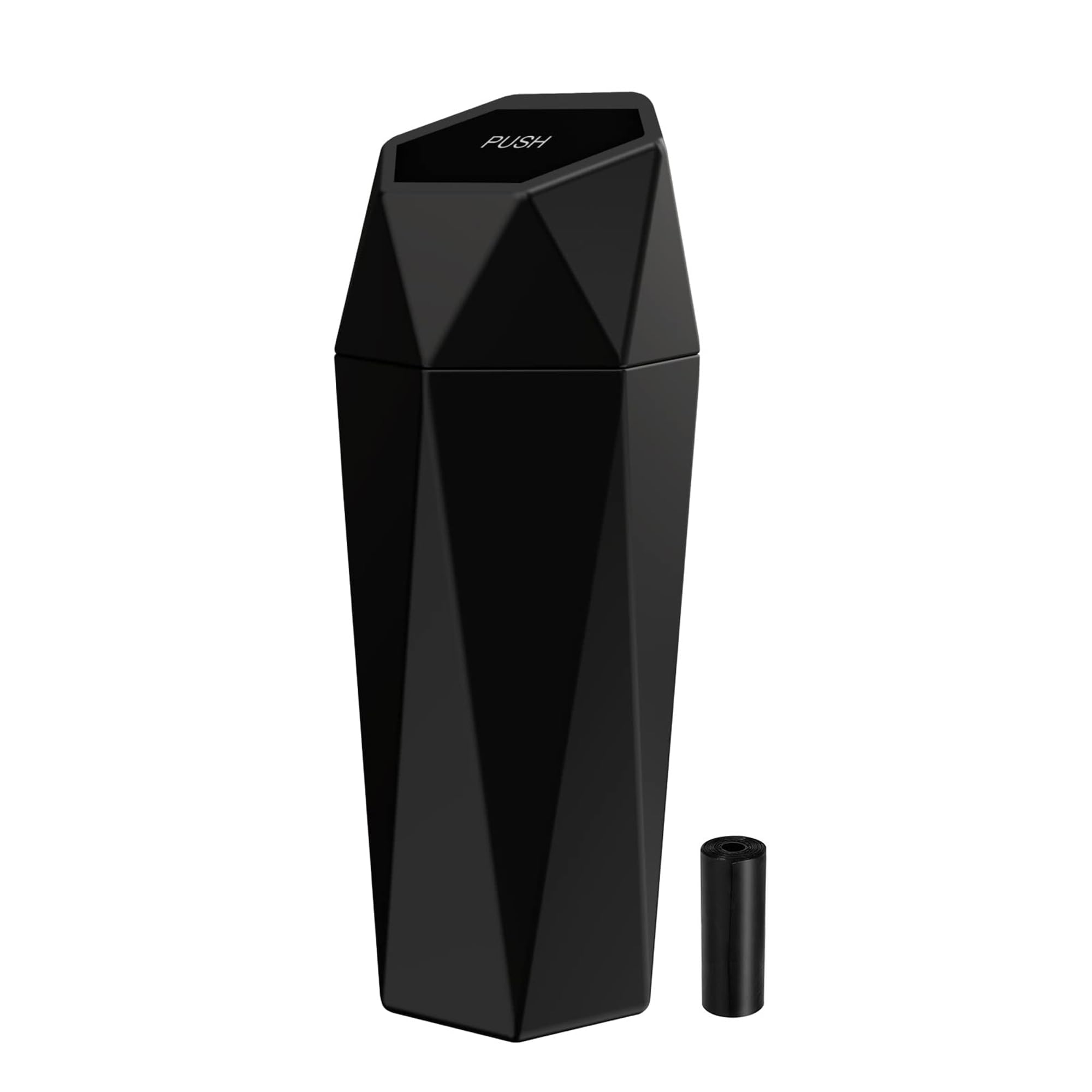 Car Trash Can with Lid, Portable Vehicle Auto Garbage Can, Diamond Design Mini Garbage Bin for Automotive Car, Home, Office, Kitchen, Bedroom(1 Pack,Black)
