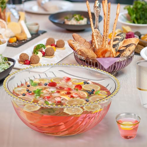 NiHome Large Punch Bowl Set, 1.7 Gal Plastic Party Bowls with Ladle 25 Cups - image 6