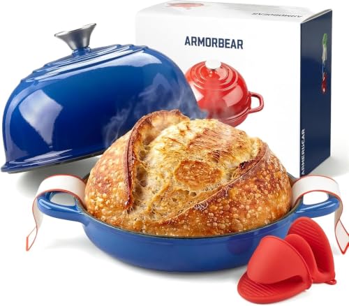 Armorbear 5QT Enameled Cast Iron Sourdough Bread Oven for Homemade Blue