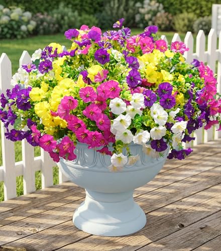 Artificial Fall Flowers Fake Plants for Outdoors Decor, 12 Bundles Silk Morning Glory with...