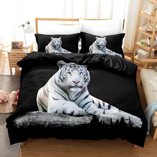 布団カバー シングル 150X210 cm 野生動物 掛け布団カバー トラ 被套 3点セット枕套43X63 cm 寝具セット 柔らかい 通気性 肌に優しい 洗い替え速乾タイプ オールシーズン 寝心地いい