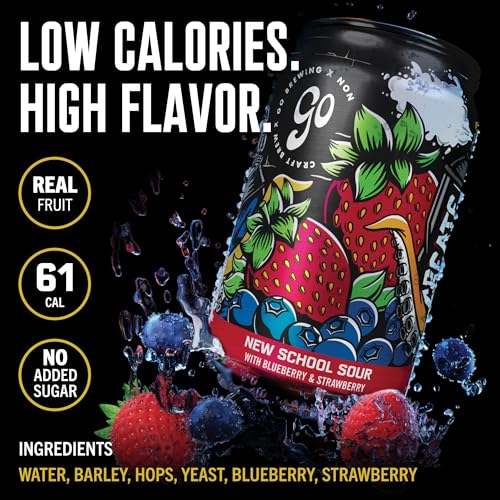 Image of Go Brewing New School Sour Berry, NA Beer, 12 Pack (12 oz) | Small-Batch Craft Brew, Low-Calorie, Classic Ingredients, Bold Smooth Finish, Any Occasion