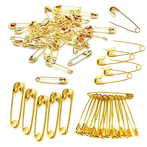 Image of Small Gold and Silver Plated Safety Pins for Saree Nappy, Lock pin for Blanket Sweater Perfect for Clothes Craft Sewing Pinning Hijab pin for Women and Girls (Mix, 24)