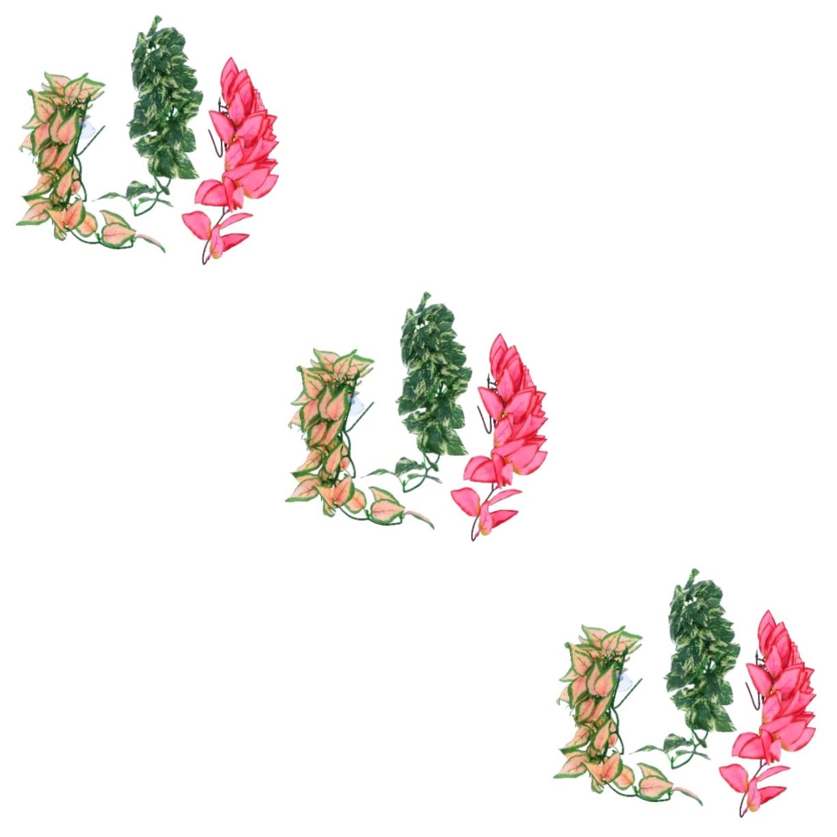 Housoutil 3 Set Di Viti Decorative Per Rettili Realistiche Tazze Pieghevoli in Rattan Finto Per Lucertole Camaleonti E Arboricole 3 Pezzi*3