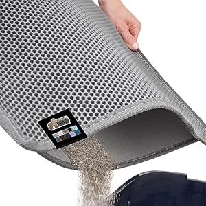 GORILLA GRIP Honeycomb Cat Litter Box Mat, Two Layer Trapping Waste Mats, Soft On Paws, Litter Box Supplies and Essentials for Indoor Cats, Traps Excess, Water Resistant for Floors, 24×15 Gray