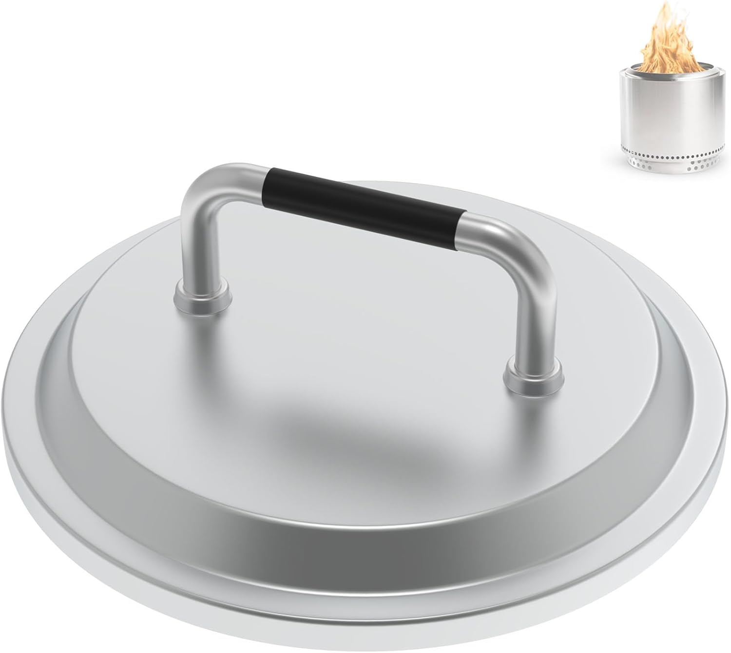Fire Pit Lid for Solo Stove Ranger 2.0 & 1.0 Accessories, Solo Stove Lid Ranger, Stainless Steel Fire Pit Cover for Solo Ranger 15" Fire Pit Accessories and Other 15" Outdoor Fire Pits with Handle 15 inch-For Solo Stove Ranger silver