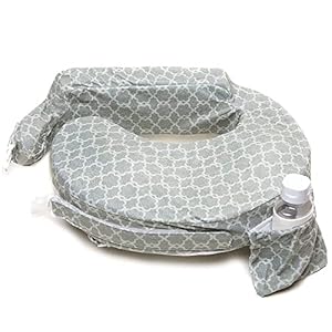 My Brest Friend Nursing Pillow – Deluxe – Enhanced Comfort w/ Slipcover – Ergonomic Breastfeeding Pillow For Ultimate Support For Mom & Baby – Adjustable Pillow W/ Handy Side Pocket, Flower Key Grey