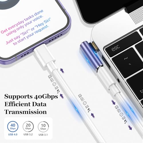 Image of Tobfit USB C Adapter 40Gbps(2 Pack), USB-C Male to Female Adapter 4.0 Type C Data Transfer Connector Compatible for Samsung, MacBook and More Type-C Device-Positive Vertical Bend