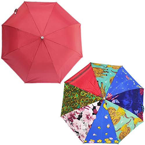 2 fold for Women, Men UV Protection Ladies Umbrella Combo for Summer & Rain Season (Multicolour & Red) - Combo Pack of 2-image-25