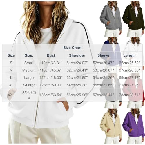 Womens Zip Up Hoodies Oversized Hooded Jacket Striped Side Casual Fall - image 4