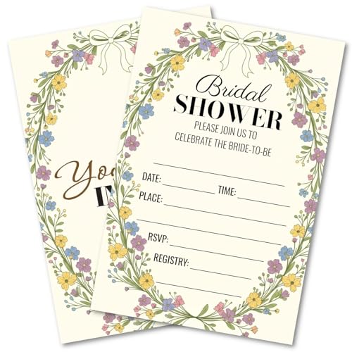 WENFLY Bridal Shower Wildflower Invitations for Bride Bridegroom