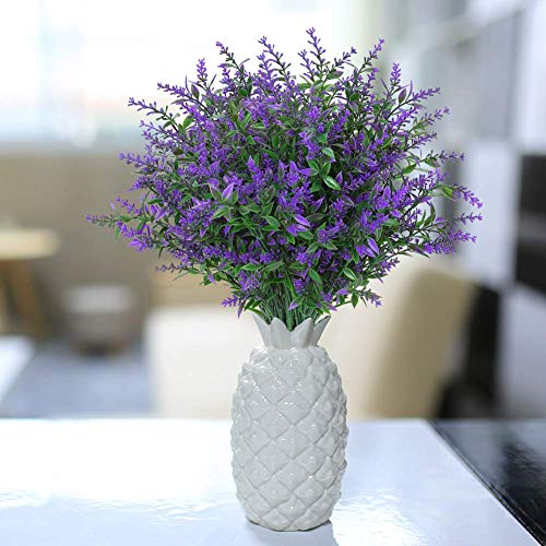 Greenrain 8 Bundles Artificial Lavender Flowers Outdoor Fake Flowers For Decoration Uv Resistant No Fade Faux Plastic Plants Garden Porch Window Box Décor (Purple) #TOP5