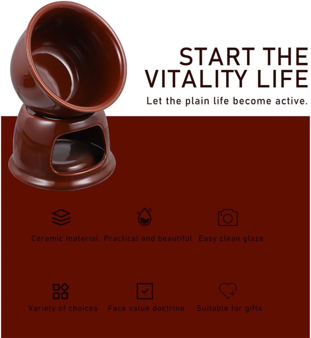 2pcs Ceramic Chocolate Fondue Pot and Sugar Caramel Melting Cup for Cheese and Sweet Sauces, Porcelain Cookware for Family Gatherings and Dessert Dipping