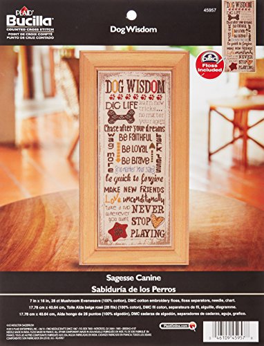 Bucilla Counted Cross Stitch Kit, 7 by 16-Inch, Dog Wisdom