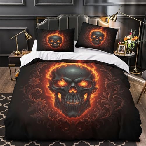 Housse de couette crâne de feu en microfibre haute densité 200x200cm - 2