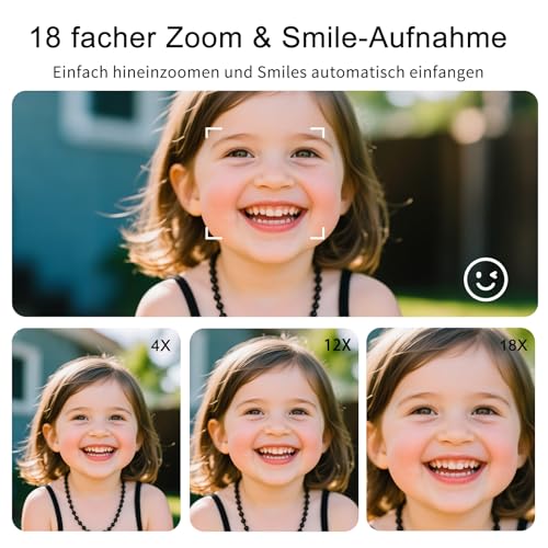 LONGYI Digitalkamera 5K 75MP Kamera Fotokamera und Vlogging mit WiFi, 64GB Karte, 18X Zoom, 180° Selfie Digital Camera Kompaktkamera Fotoapparat für Reisen, YouTube, Anfänger und Erwachsene (Schwarz) – Bild 5