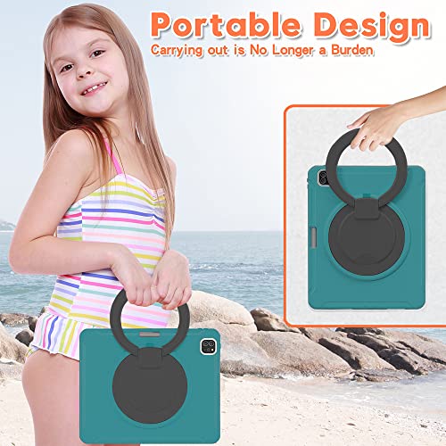 iPad Air 5 Gen/4 Gen 10.9 Inch Case with Handle, Ultra Light and Rugged Case for Kids with Rotating Stand and Pen Holder Blue - Image 2