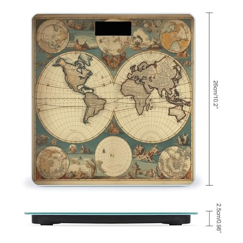 Báscula digital retro con diseño mundial de vidrio templado miniatura 2