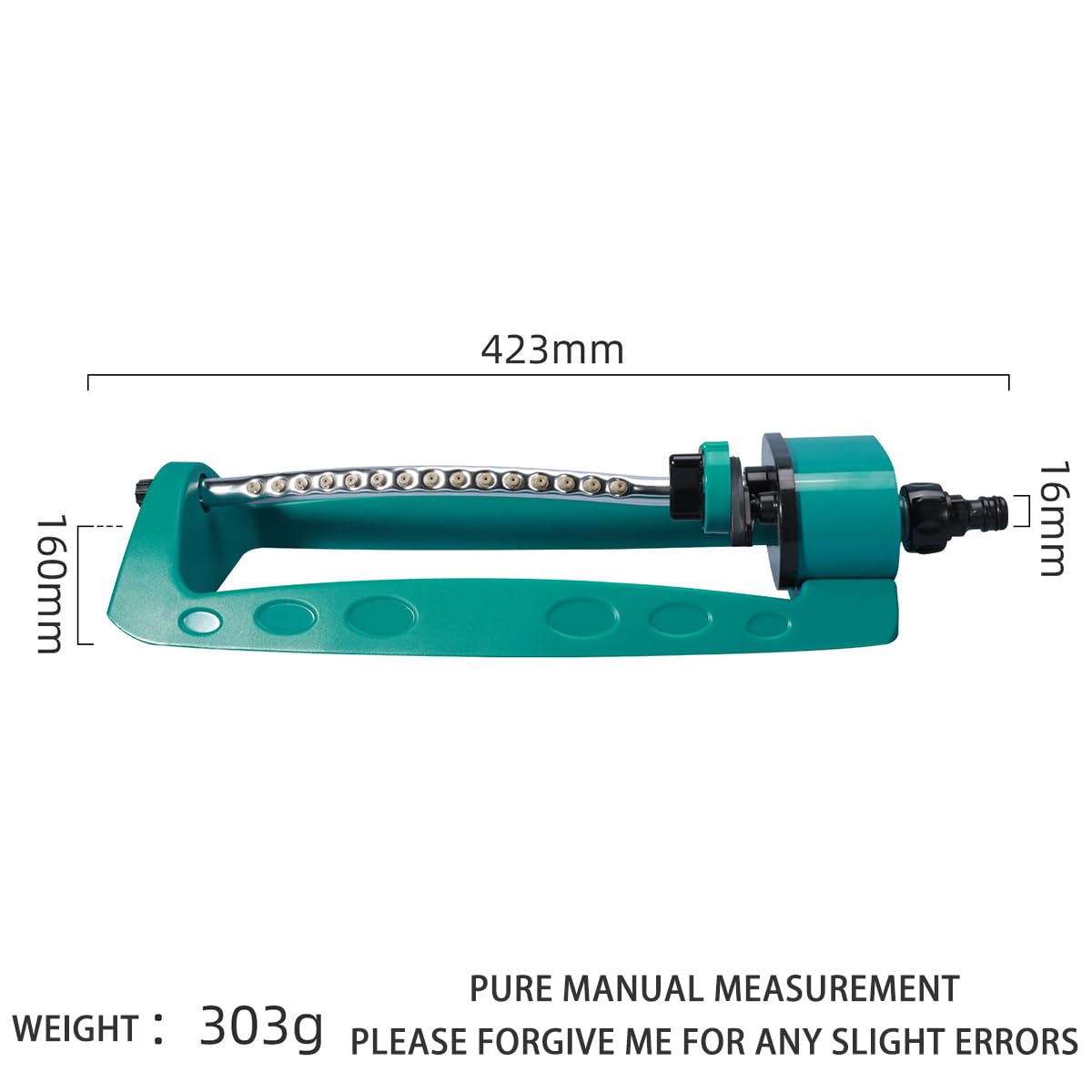 Oszillierender Sprinkler Verstellbarer, Rasensprenger, oszillierende, um 360 Grad drehbare Bewässerung mit Wasserfilter for den Hausgarten