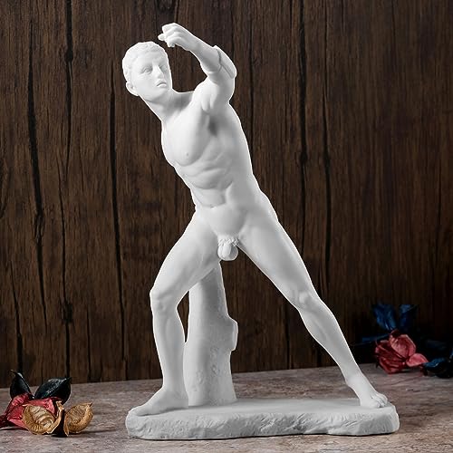 Estatua de gladiador Borghese de resina, 11 pulgadas