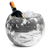 Wittolins Disco Ice Bucket for Cocktail Bar,Mirror Silver Disco Ball Decor,Retro Party Accessories,9.8 Inch Disco Ball Theme Party Decorations,Cooler for Wine Beer Champagne Ice Cold Drinks