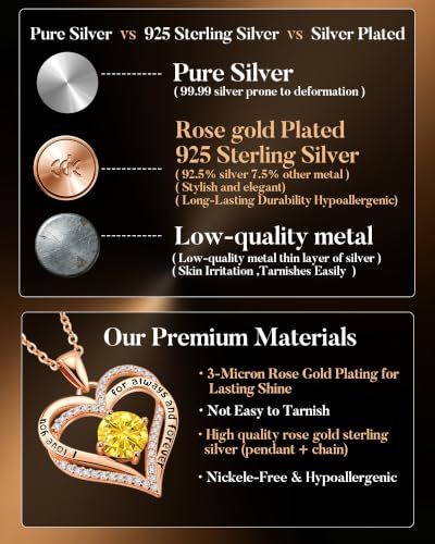 Image of CDE S925 Birthstone Heart Pendant Necklaces Jewelry Gifts for Wife