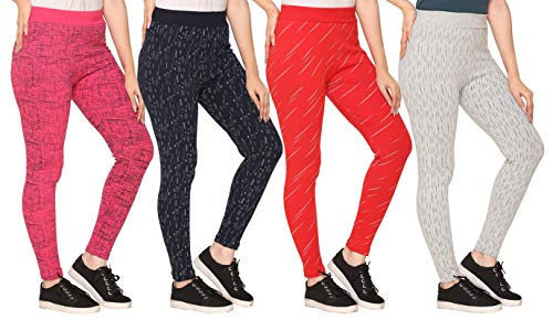 Image of SHAUN Women Free Size (Waist Size-26-34 inch) Stretchable Jegging (Length 37-39 inch Pack of 4)