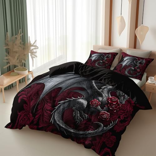 Srigzcaly Bettwäsche 200x200 cm Anime Wilder Drache Bettbezug...