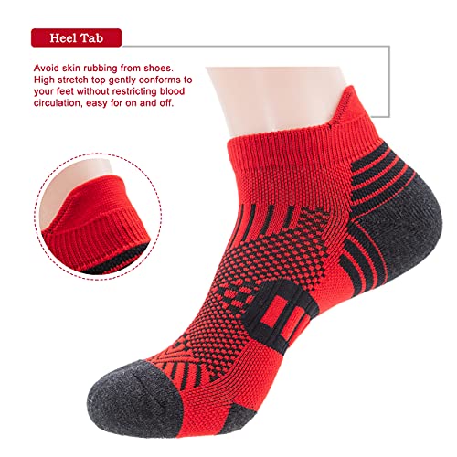 Mens Athletic Running Ankle Socks Light Cushioned Tab Sports Low Cut Socks (5/6 Pack) /w Arch Compression2
