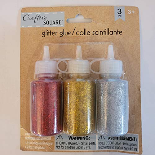 Crafters Square Glitter Glue 3PC - Red, Gold & Silver