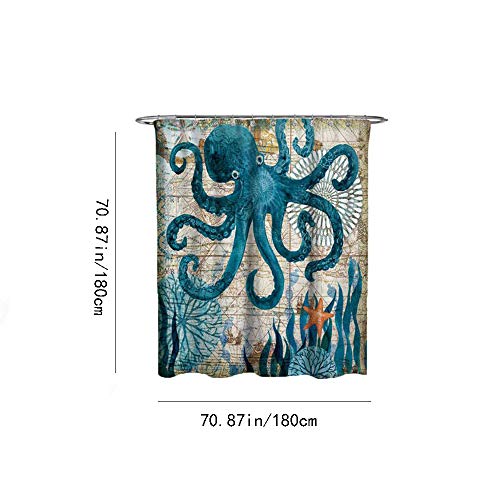 YXZLY 4 STÜCKE Meer Stil rutschfeste Wc Polyester Abdeckmatte Set Bad Duschvorhang, Wasserdicht und Komfortabel, für… – Bild 4