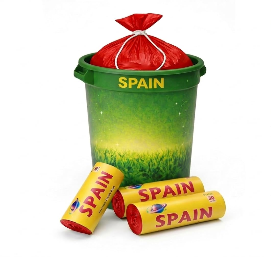 SPAIN Premium Garbage Bags | RED | MEDIUM Size - 19 X 21 Inches(30 Bags X 3 Rolls) - 90 Bags Ideal for Kitchen, Home & Commercial Use | Dustbin Bags for Dry & Wet Waste - Leak Proof & Tear Resistant-image-29
