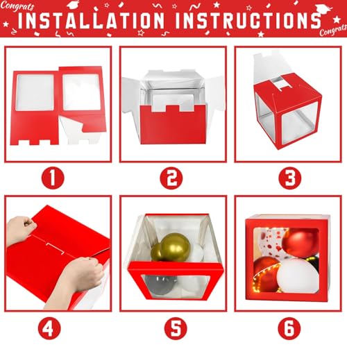 Image of Graduation Decorations Class of 2026 - Red and Black Graduation Decorations - Balloons Boxes with Letters 2026 GRAD So Proud of You, Congrats Grad Party Decorations for Any Grades