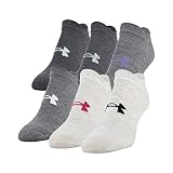 Under Armour Women's Essential No Show Socks, Multipairs , Heather/Assorted Colors (6-Pairs) , Mediu