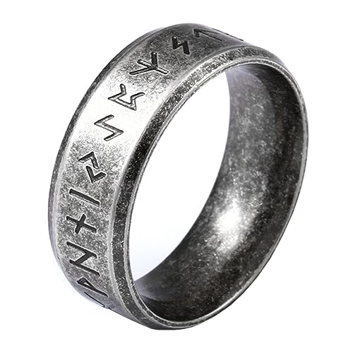 VELESAY Anillo Vikingo de Acero Inoxidable   Runas Nórdicas Vintage Gótico Retro Punk Biker   Joyería Religiosa