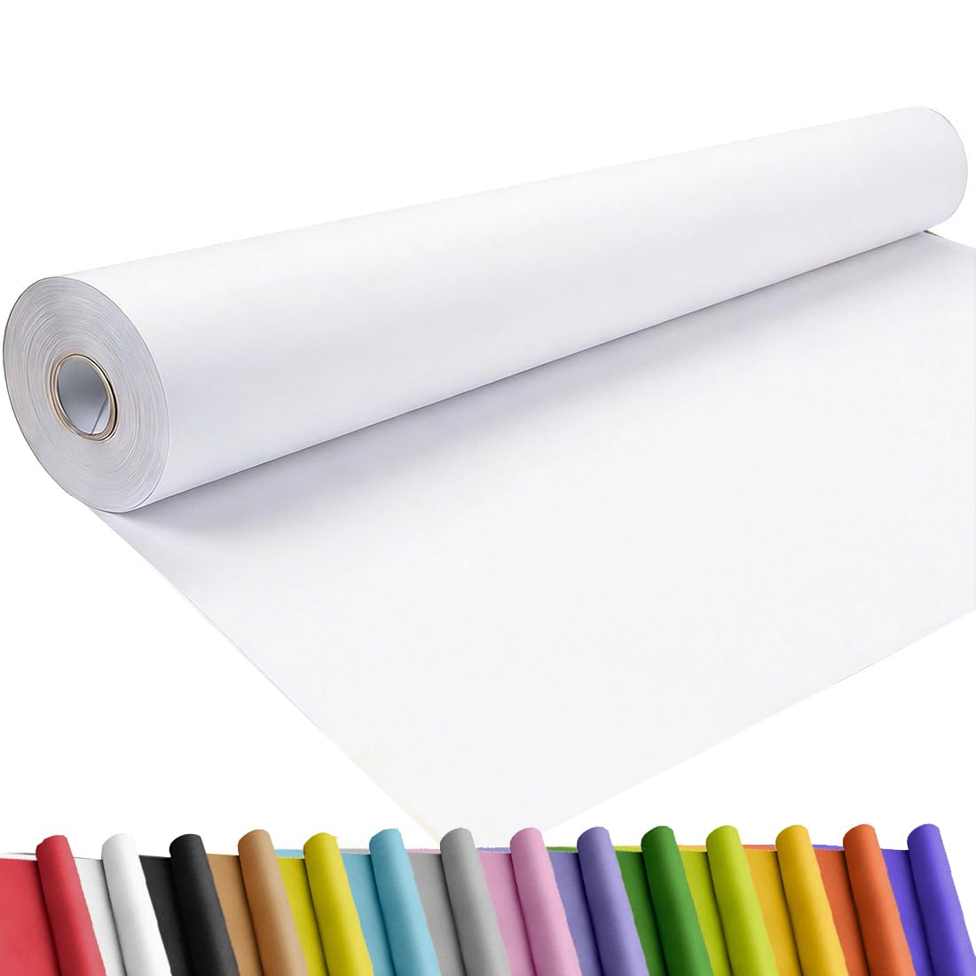 SMART&amp;CASUAL 36" x 1,500" (125') White Kraft Craft Paper Roll for Gift Wrapping Bulletin Board Bouquet Flower Art Packing Parcel Table Covering 80GSM 55LB (White, 36" x 125')