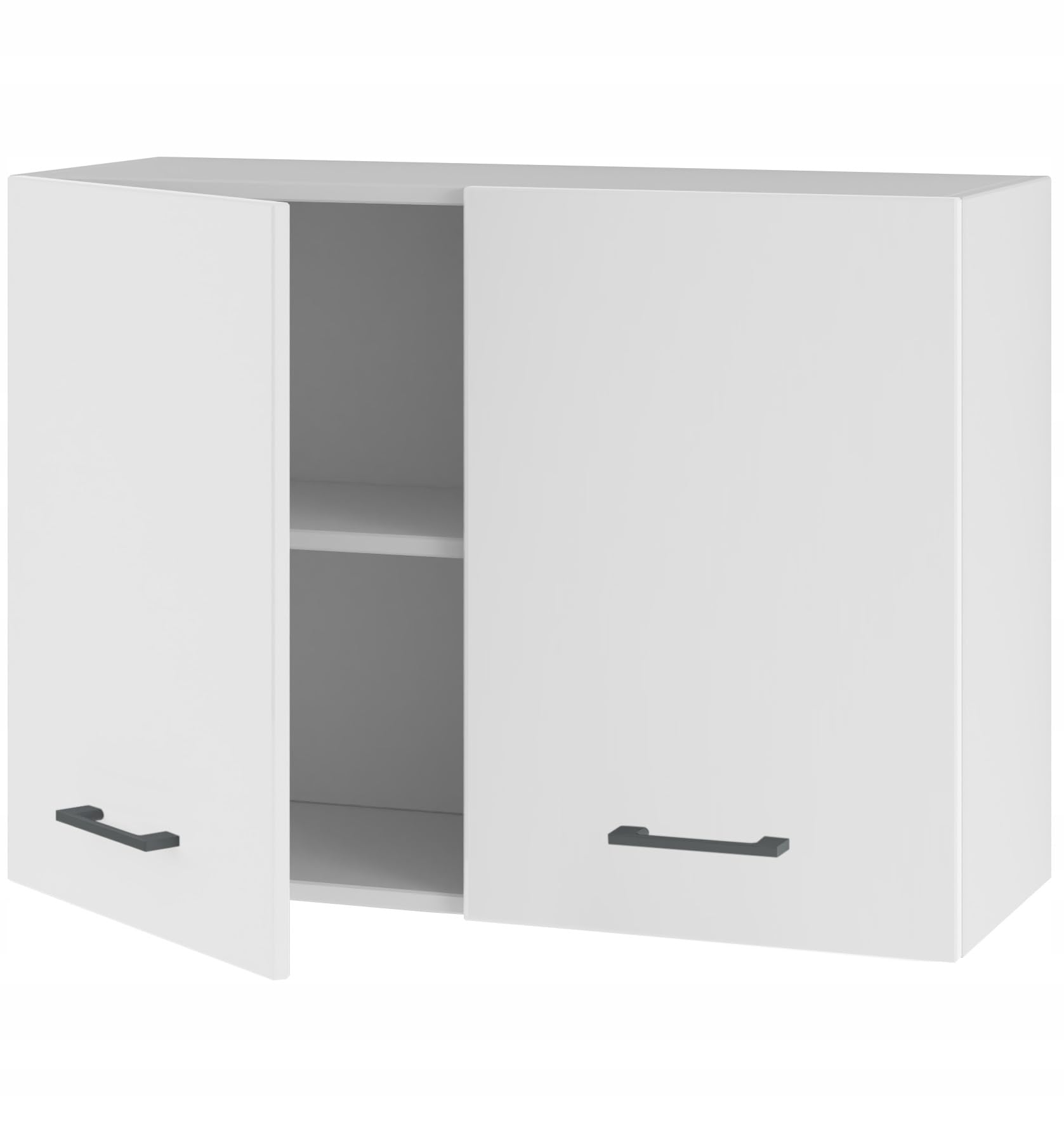 Hängender Küchenschrank 80 cm mit Türen - aus 16 mm Möbelplatte - ideal für mittelgroße und große Küchen - Viel Stauraum - Flexibler Aufbau - einfache Montage (Weiß Matt) (Weiß Matt)