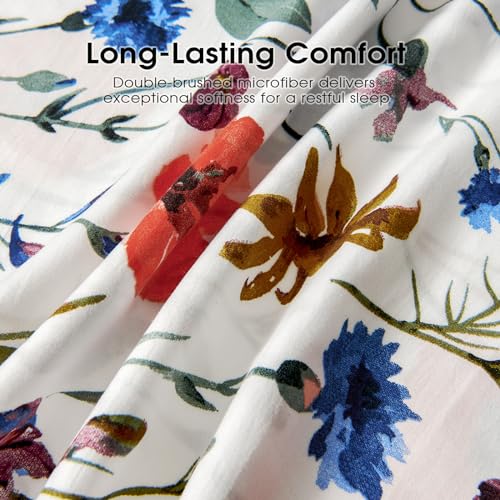 Image of FreshCulture Floral Bed Sheets - Ultra Soft Queen Sheet Set - Brushed Microfiber Floral Sheets - Deep Pockets up to 16 inch - Easy Care - Hotel Luxury 4 Piece Flower Printed Sheets Queen, Le Jardin