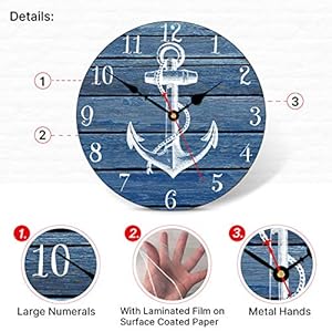 Taheat14inchwhiteanchorpatternwallclocknontickingsilentclocksnauticalretrowoodenarabicnumeralclockseasytoreadwallclocksforkitchenlivingroombedroom Urban Country Home Decor Taheat 14 inch white anchor pattern wall clock non ticking silent clocks nautical retro wooden arabic numeral clocks easy to read wall clocks for kitchenliving roombedroom urban country home decor