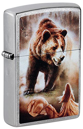 Zippo Mazzi Grizzly Bear Street - Mechero de bolsillo cromado