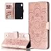 Produktbild COTDINFOR Etui für Samsung Galaxy A10 Hülle PU Leder Cover Schutzhülle Magnet Tasche Flip Handytasche im Bookstyle Stand Kartenfächer Lederhülle für Samsung Galaxy A10 Rose Gold Mandala LD.