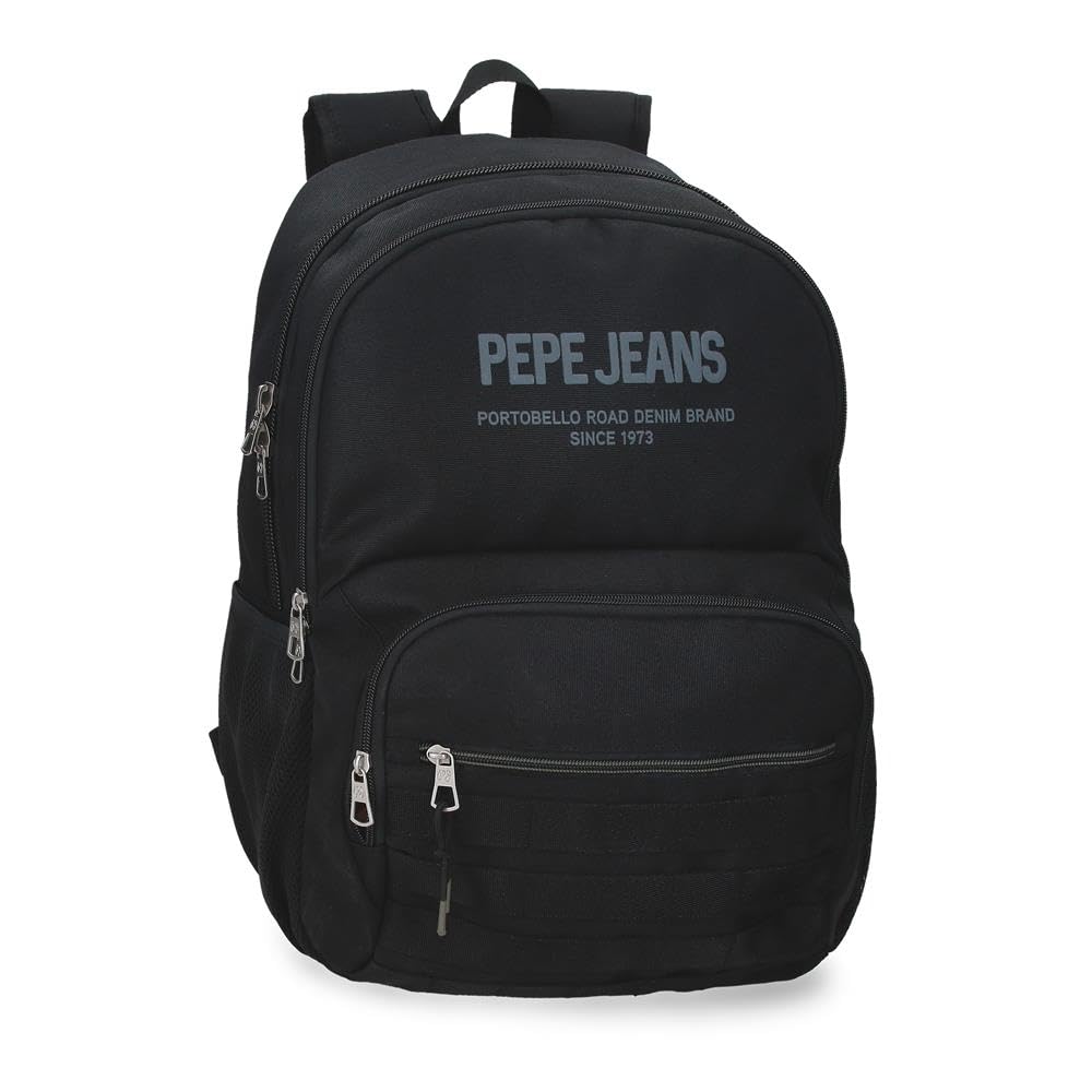 Pepe Jeans Edward Sac à Dos Scolaire Ordinateur Portable 15,6 Pouces Noir 33x46x15 cm Polyester 22,77L by Joumma Bags