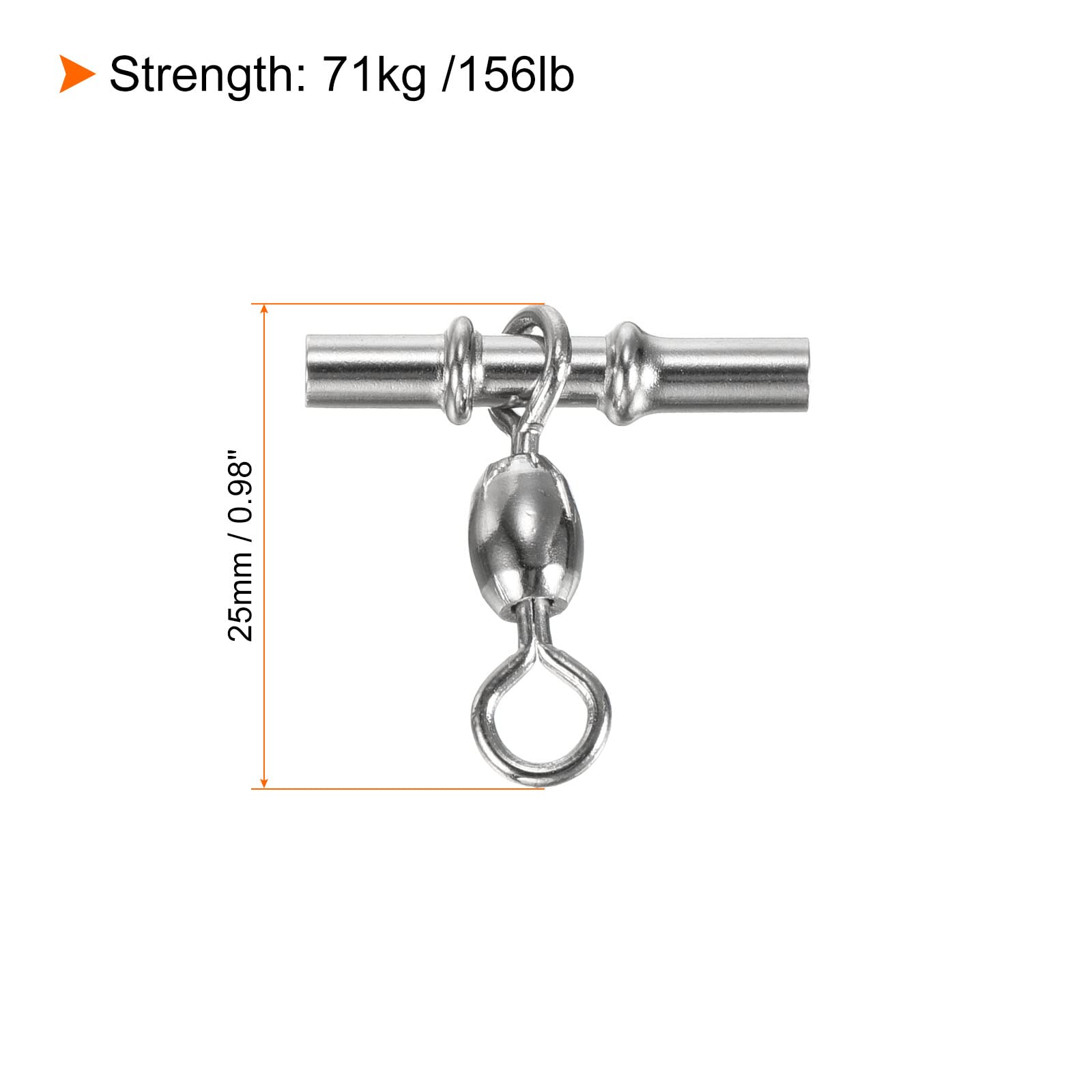 PATIKIL Manga Giratorio, 50uds 156lb Inoxidable Acero Cruzada Línea 3 Vías Pesca Terminal Aparejo, Plata