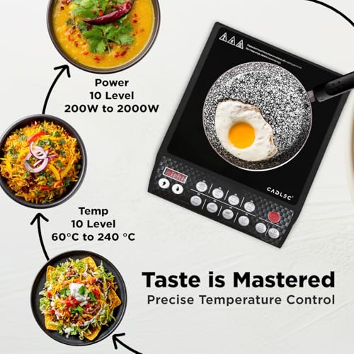 Image of Cadlec CookFusion 5 2000W Induction Cooktop | 8 Cooking Modes, Auto Shut-Off, Over-Heat Protection, LED Display, BIS Approved, 2-Year Warranty | Black