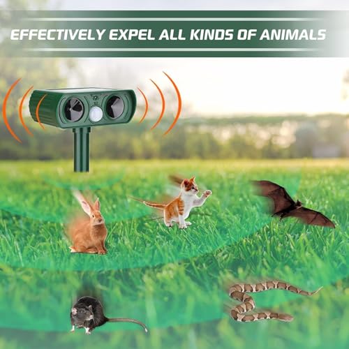 4 Pack Solar Ultrasonic Animal Repellent Outdoor Deer Repellent Devices Motion Detection Waterproof Cat Squirrel Skunk Raccoon Dog Deterrent Yard Farm Garden Patio - Image 6