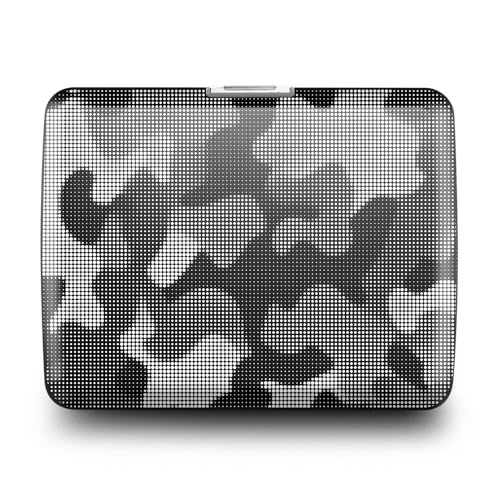 Image of OGON -DESIGNS- Aluminum wallet, Large capacity with metal lock, RFID Protection against fraud and demagnetization, model Smart Case OSLO Large (Engraving Camo)