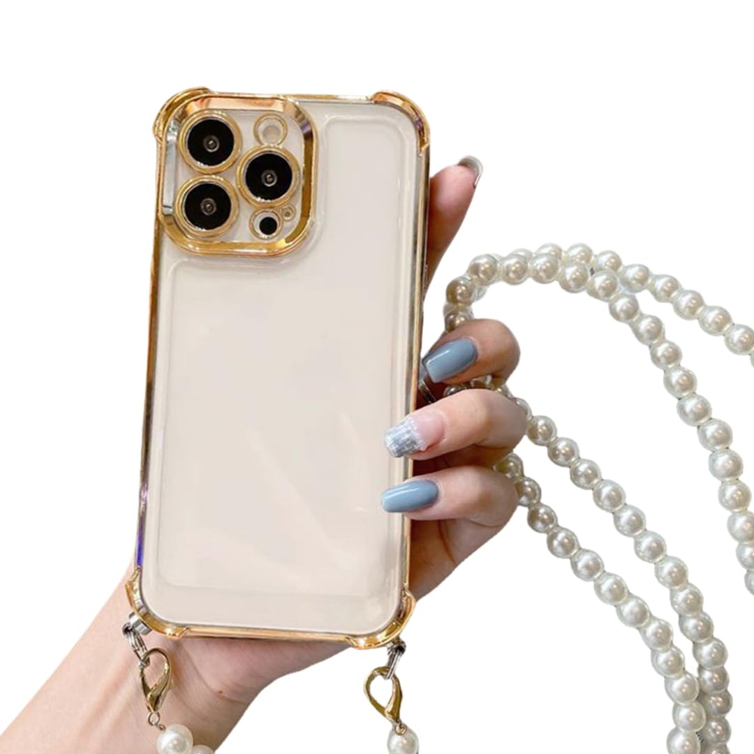 Coque antichoc iPhone 13 Pro Or et perles finition premium - 5