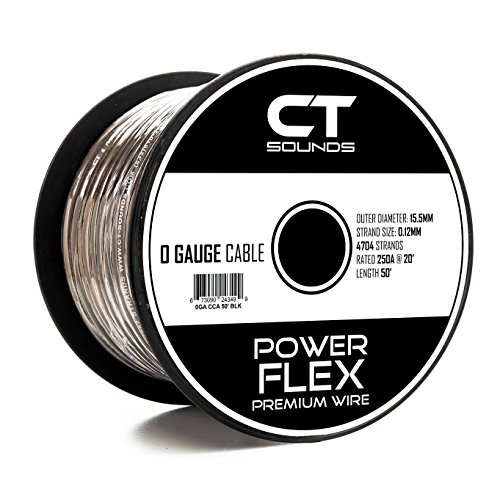 Exclusive Discount 70% Price  CT Sounds Car Audio 0 GA Wire 50 Feet Power and Ground Cable Wiring (Black - 50ft)