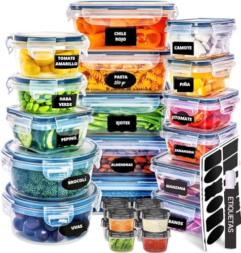 Catálogo para Comprar On-line Topper de plastico los mejores 10. 44 U Chef Juego de 24 Recipientes para Almacenamiento de Alimentos con tapas, Recipientes Herméticos de Plástico para Organización de Despensa y Cocina, Preparación de comidas,...